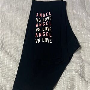 Black Leggings with Pink and White Text